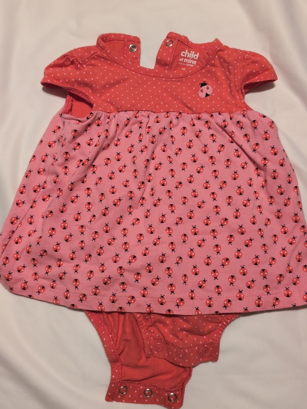 Child of Mine Pink Ladybug Baby Dress Bodysuit